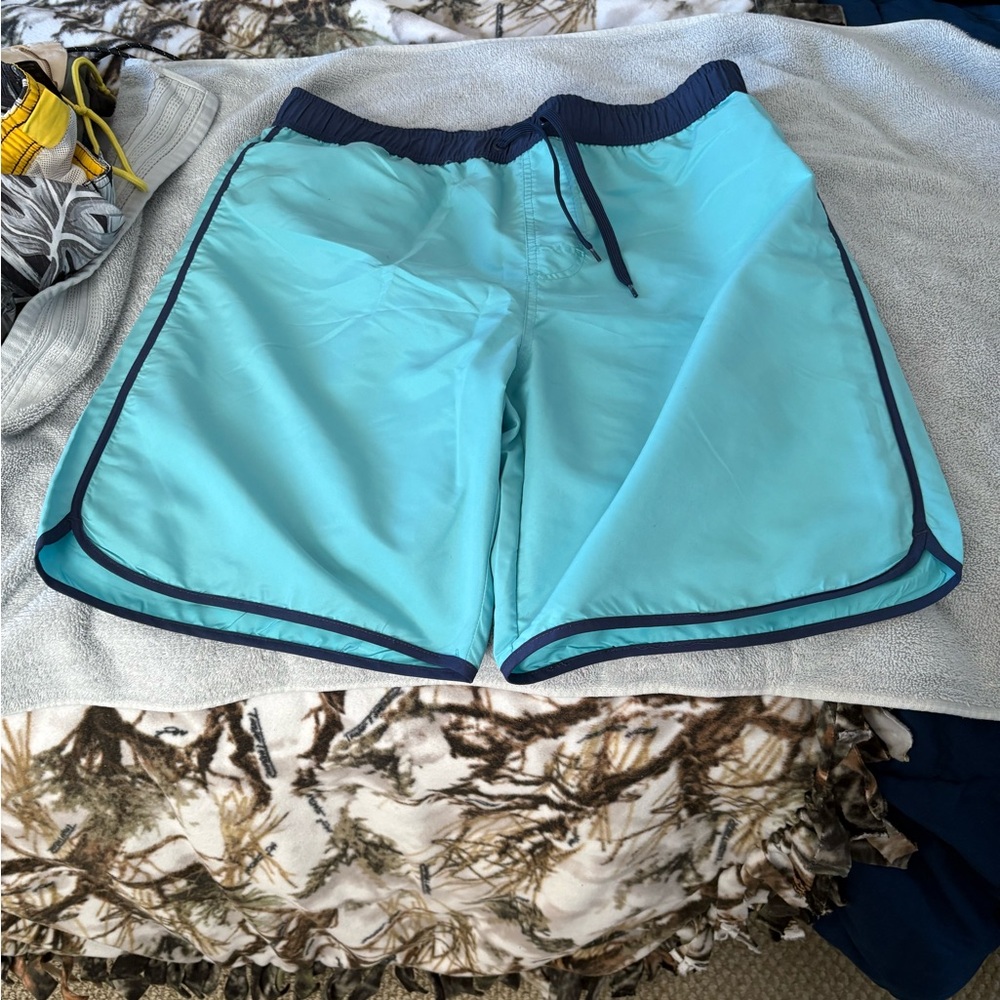 Blue Swim Shorts with Navy Trim